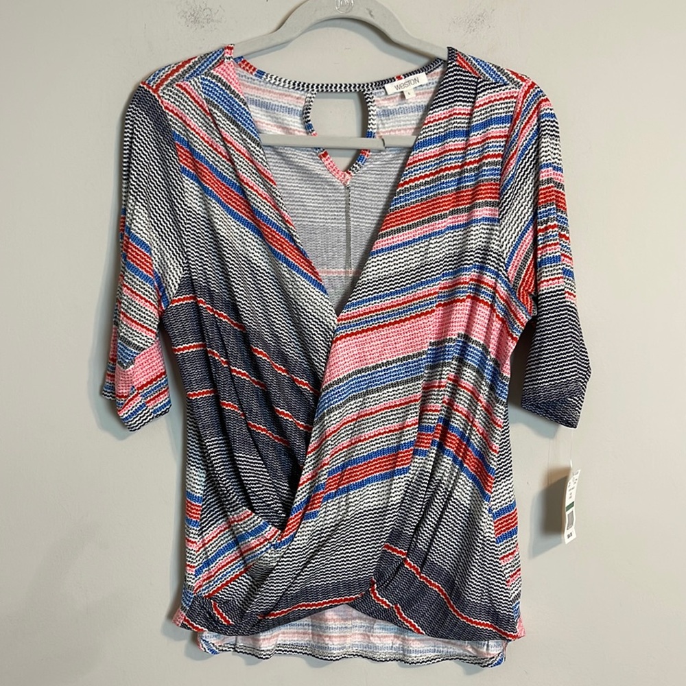 Weston faux rap short sleeve V-neck top